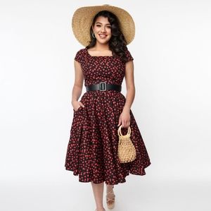 NWT Magnolia Place Black & Cherry Anna Swing Dress | 2X